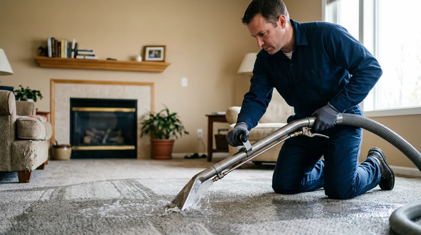 Water damage restoration technician working near Grand Rapids, MI